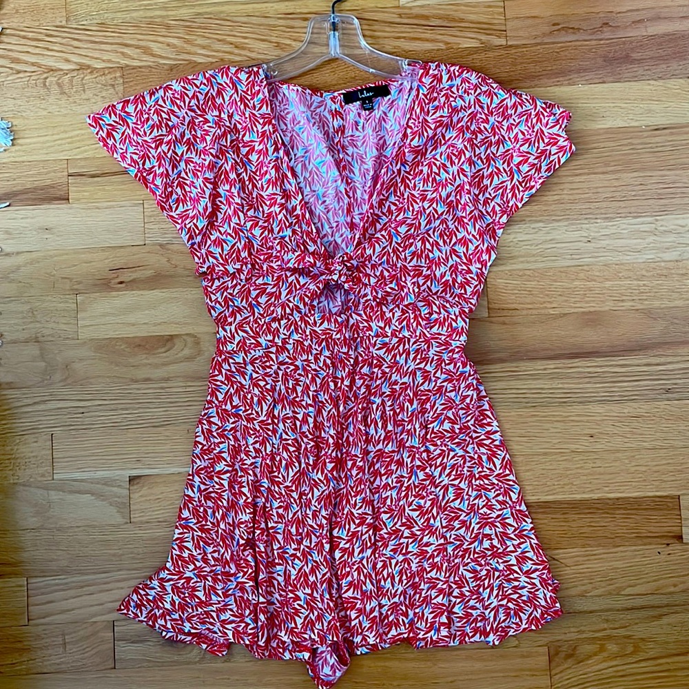 Lulu's Red & White Floral Print Romper